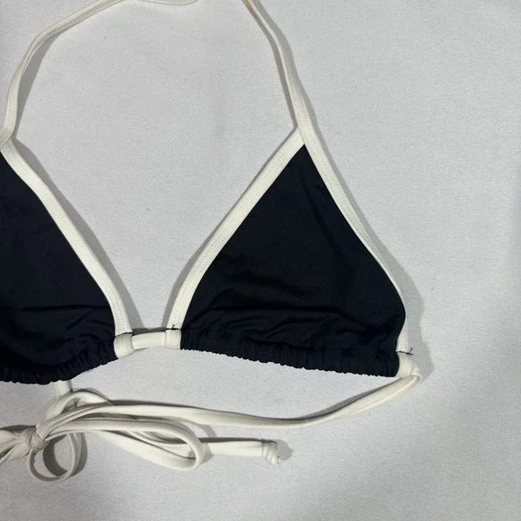 NWD $92 L Space [ Small ] Colorblock Lotus Bikini Top in Black + Cream #U1742 - Picture 6 of 10